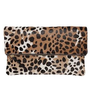 Clare V. Foldover Clutch in Leopard